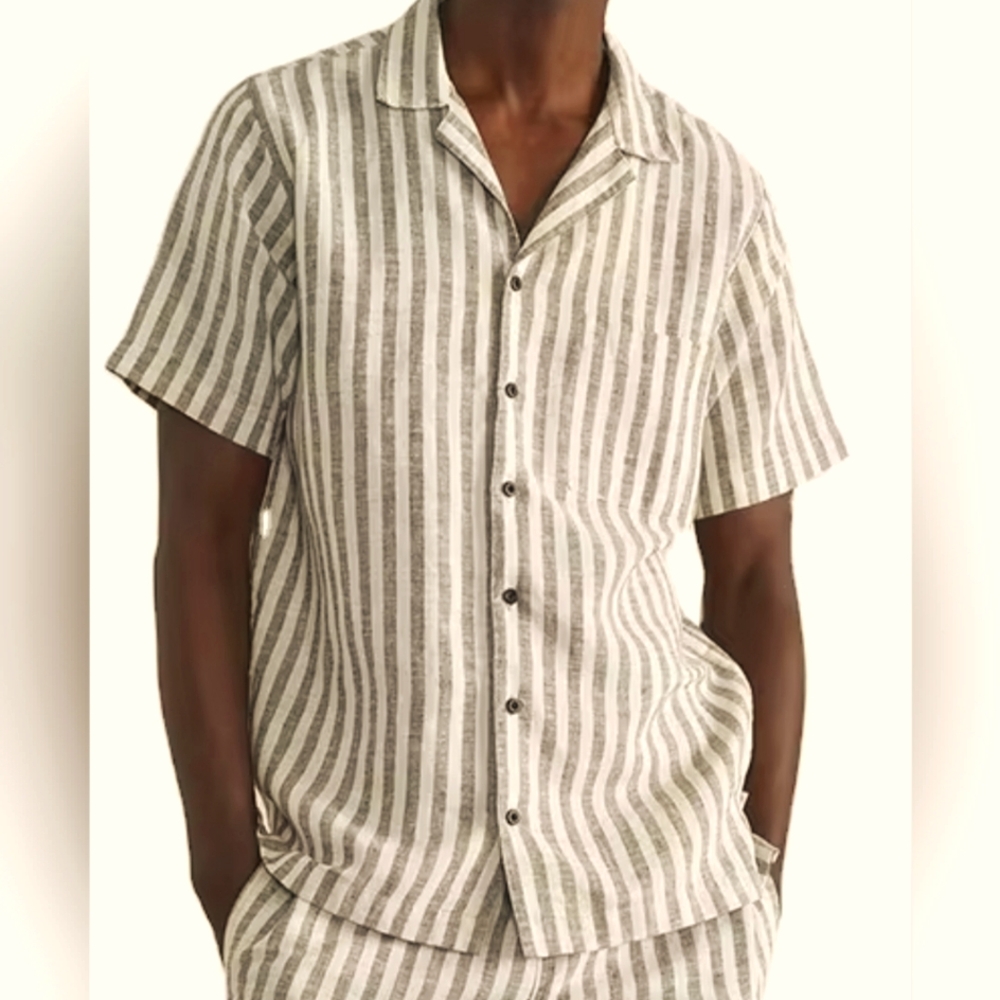 ONIA Men's Water-Resistant Linen Camp Shirt XL